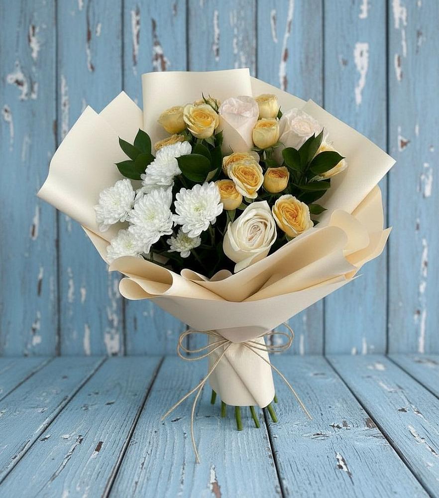 Букет цветов из: Розы и Хризантемы в Шмелёнки