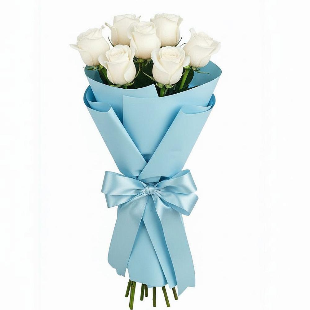 Букет 7 белых роз Проуд в Шмелёнки