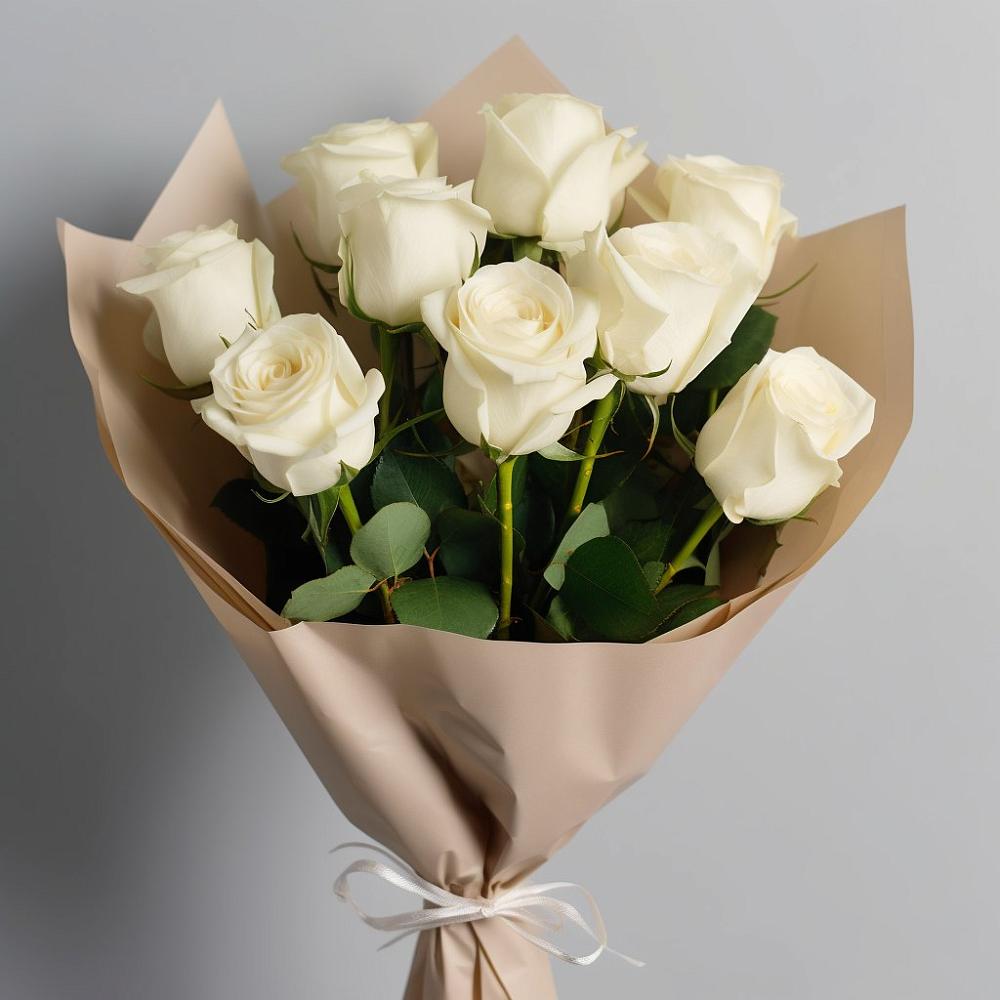 Букет 9 Белых роз Эдлесс Лав в Шмелёнки