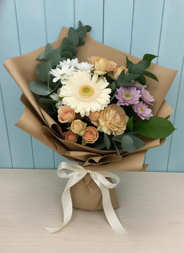 Букет цветов из: Герберы и Хризантемы в Шмелёнки