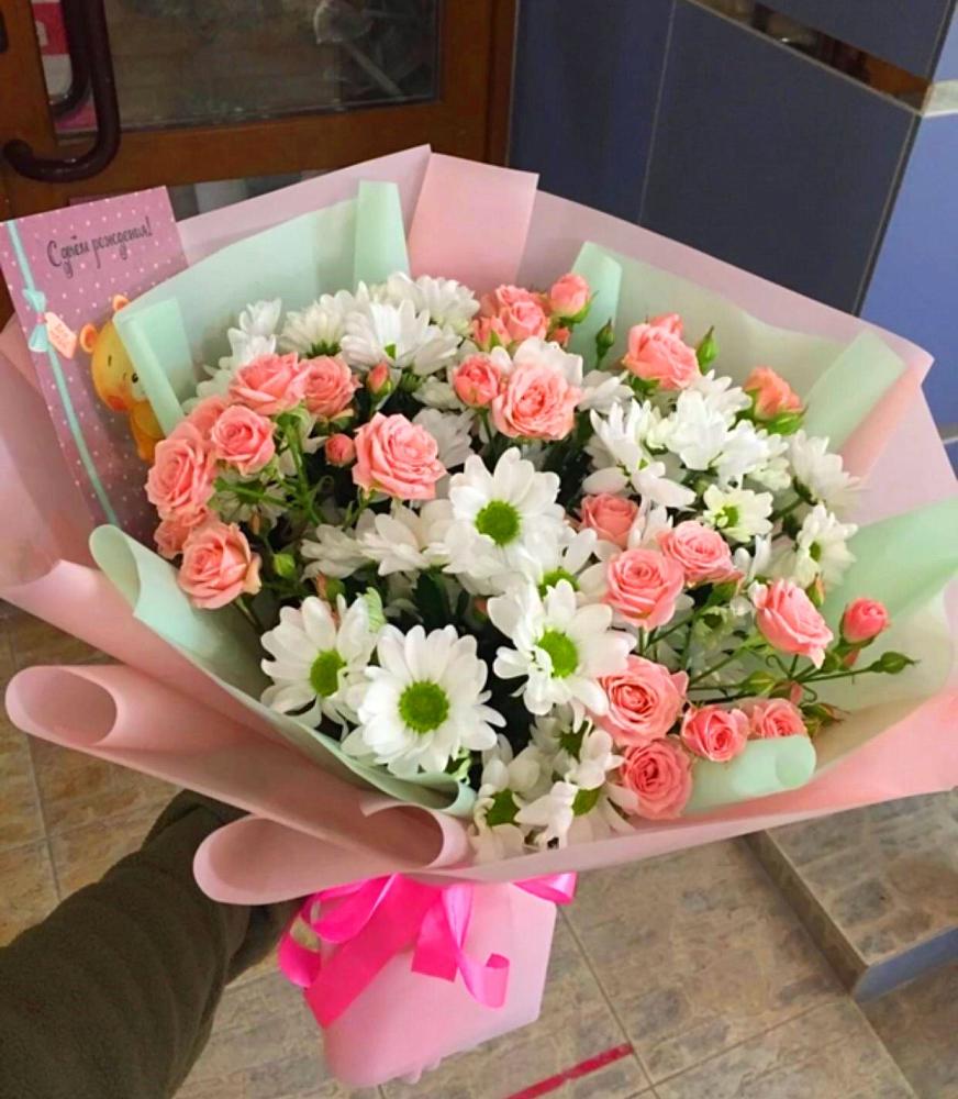 Букет цветов из: Розы и Хризантемы в Шмелёнки