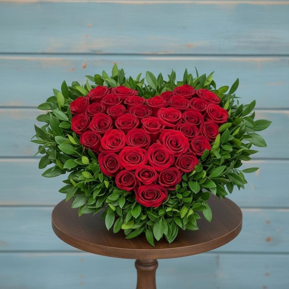 Цветочная композиция из Розы в виде сердца в Шмелёнки