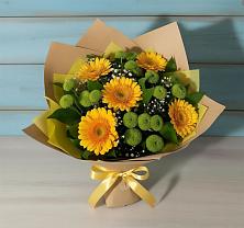 Букет цветов из:  Герберы и Хризантемы в Шмелёнки