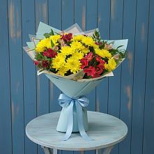 Букет цветов из:  Альстромерии и Хризантемы в Шмелёнки